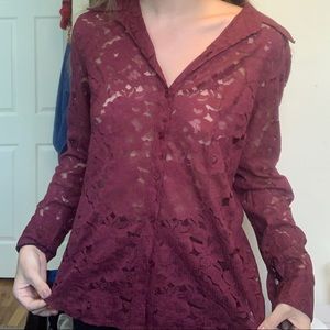 Maroon Lace Top